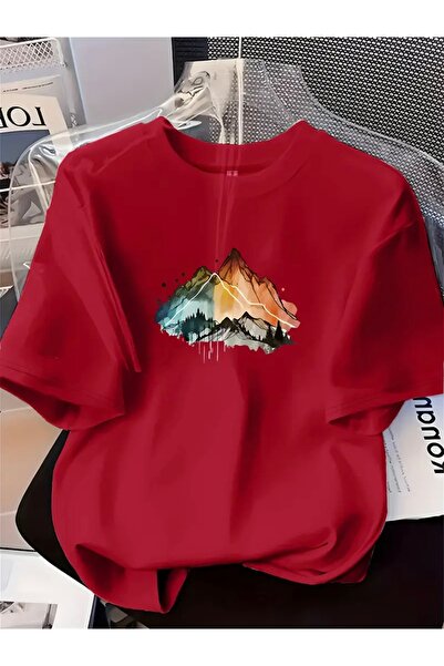 FUFLUNS Colorful Dag Printed Oversize Circular Neck T-Shirt