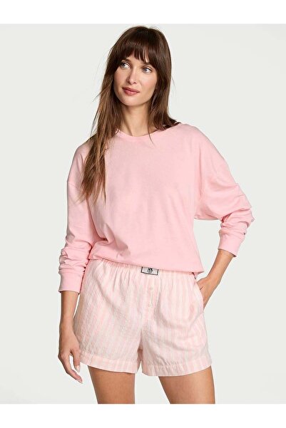 Victoria's Secret Uzun Kollu Tişört Şort Flannel Pijama Takımı