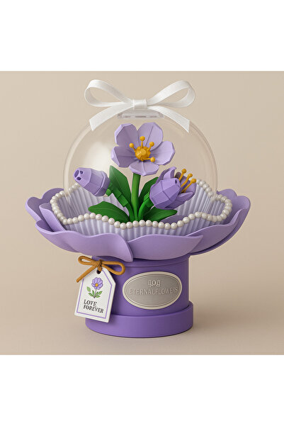 matheon زهور أبدية صغيرة من LOZ بلون أرجواني – 272 قطعة من الكتل الصغيرة المز...