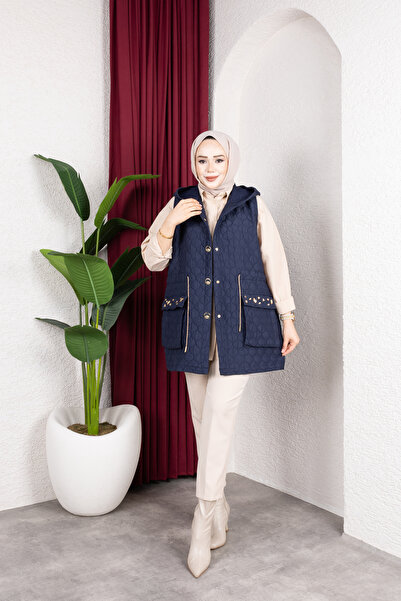 Elif Artar Kapıtone yelek lacivert