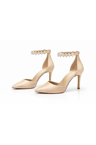 Moda Line Stone-Embellished Ankle-Strap Heeled Women's Shoes.