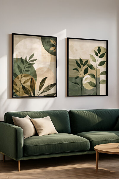 STARYUNA Set de pictură bilaterală cu frunze naturale și forme geometrice cu ...