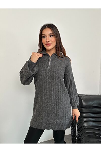 ikomteks Zippered Knitwear Tunic