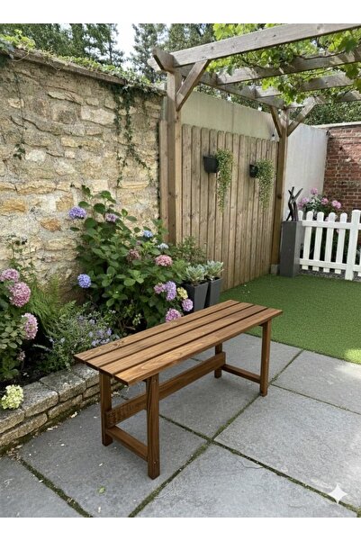 KARAS AHŞAP 100x30 cm Masif Ahşap Mutfak Bankı Ceviz Renk Country Bench Sandalye