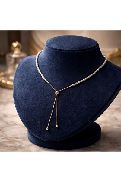 Agatella Tasarım Pearl Design Steel Gold Necklace – Stylish and Elegant Women...