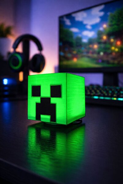 Exyrio Minecraft Creeper Gece Lambası | Oyun Odası Dekoru | Yeşil Işık