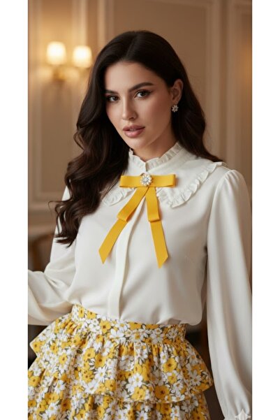 LO ADORO Kadın Kravat Özel Üretim Fiyonklu Yaka Broş İş Okul Öğretmen Papyon ...