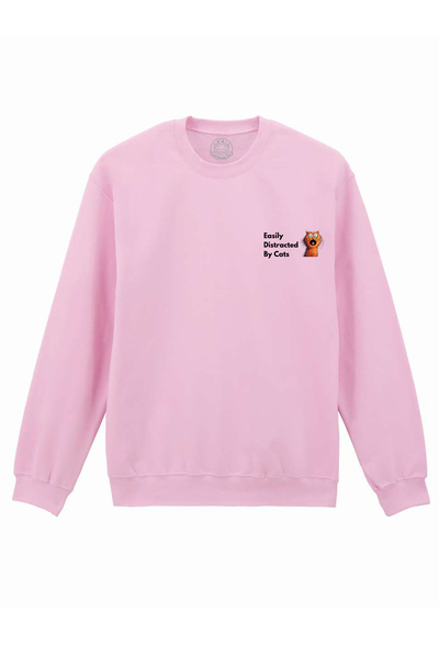 Cu Pisici Bluza Printata-Easily Distracted By Cats, Unisex