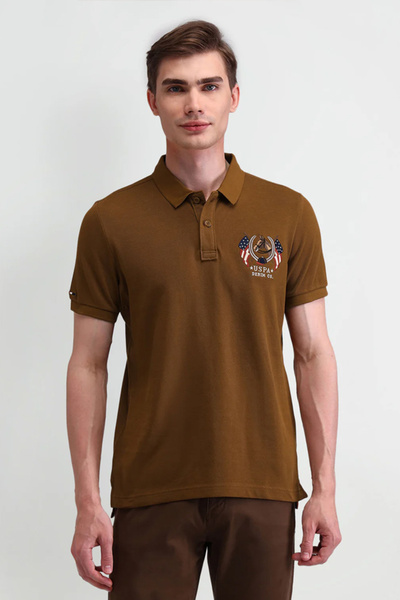U.S. Polo Assn. Mens Brown Solid Polo Shirt