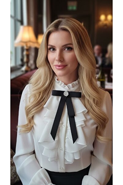 LO ADORO Kadın Kravat Özel Üretim Fiyonklu Yaka Broş İş Okul Öğretmen Papyon ...