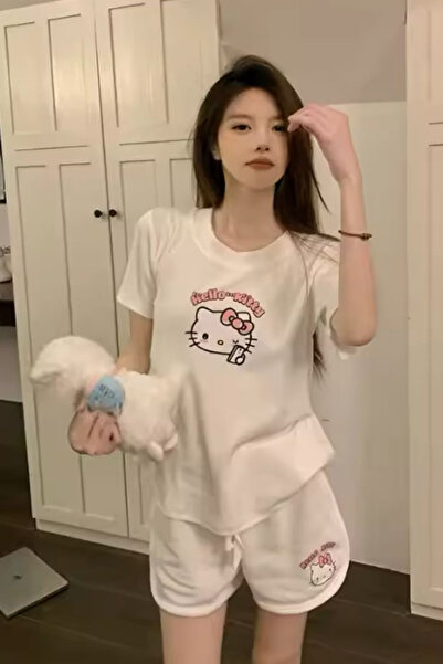 İlayda Toprak Σετ πιτζάμες Kawai με κοντό μανίκι και σορτς με λαιμόκοψη, με σ...