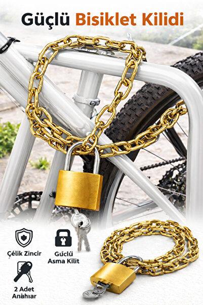 lawrenceshop قفل دراجة بسلسلة بطول 150 سم، سلسلة فولاذية سميكة آمنة ومتينة