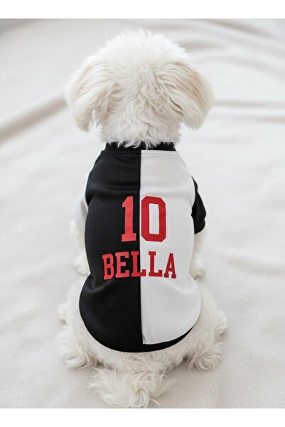Siyah Beyaz Köpek Forması Köpek Taraftar Tişörtü Kişiselleştirilebilir İsim ve Numara Baskılı
