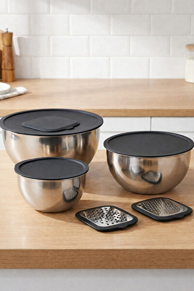 eryahome 9-Piece Stainless Steel Mixing Storage Container and Grater Set - wi...