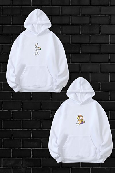 Lario Unisex Baskılı Sevgili Çift Kombini 2' Li Set Pamuklu Şardonlu Sweat