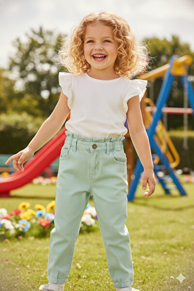 SONGÜLBERİK جينز أخضر للفتيات من ماركة موم