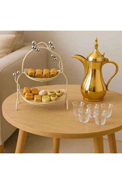 Generic Elegant Two-Tier Metal Stand in Beige
