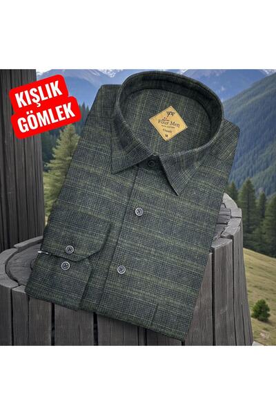 EREN STYLE Classic 100% Cotton Long Sleeve Hidden Button Collar Winter Flanne...