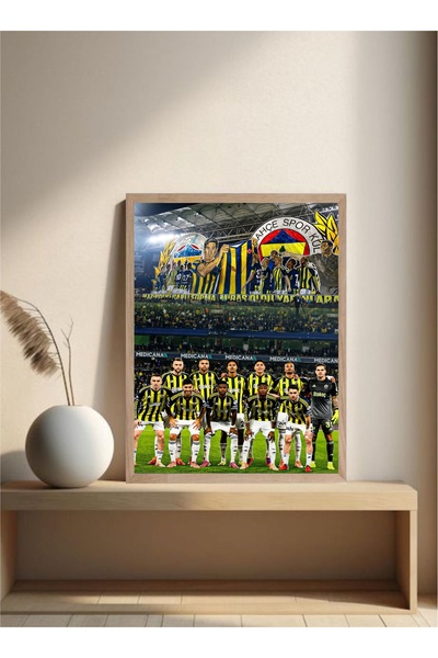 MOR TABLO Fenerbahçe Doğal Ahşap Çerçeveli Tek Parça Dekoratif Tablo