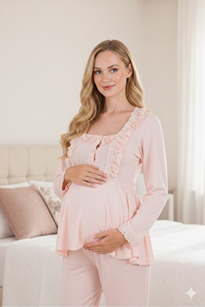Lohussa New Season Powder Lace Detailed Long Sleeve Special Design Maternity ...