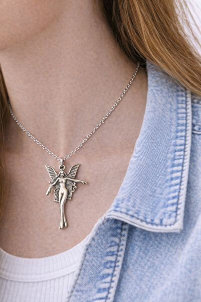 HER ŞEY NOTA www.herseynota.com Silver Color Metal Design Unisex Daily Neckla...