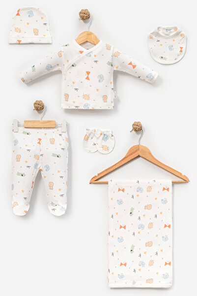 Baby Maa Cute Lion Patterned 100% Cotton 6 Piece Hospital Discharge Set - New...