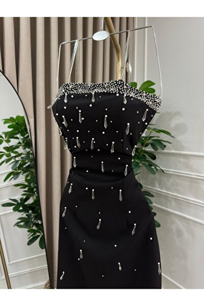 lamsuh harir Starlight black embellished evening dress