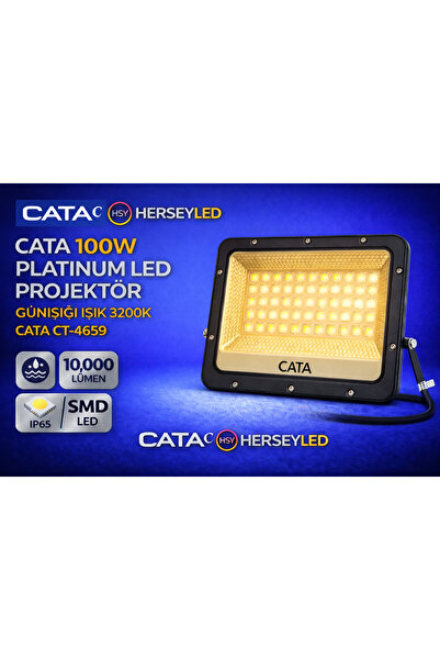 Cata 100W PLATİNUM LED PROJEKTÖR GÜNIŞIĞI IŞIK 3200K CT-4659