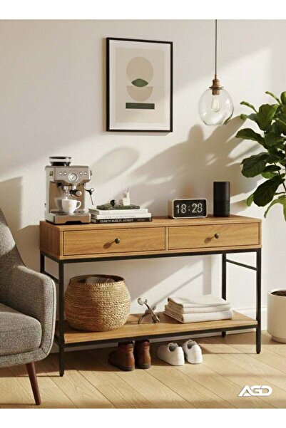 AGD Two-Tier Console Table with Storage Drawers