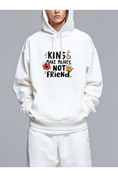 MIXSNOW Kings make money, not friends - Men's Printed Hooded Oversize Sweatshirt