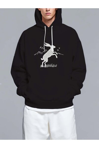 MIXSNOW Jumping rabbit with butterflies and mountains - Men's Printed Hooded ...