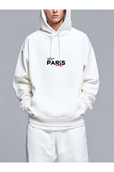 MIXSNOW Flags around the word PARIS - Men's Printed Hooded Oversize Sweatshirt