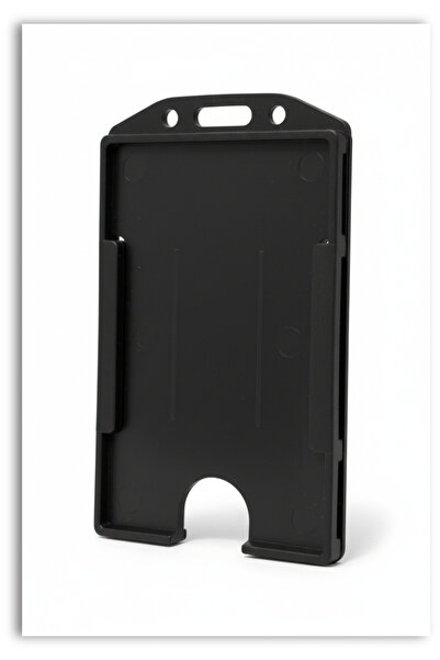 Mia Aurora Siyah Sert Plastik Dikey Kartlık Yaka Kartı Kimlik Kart Kılıfı Tek...