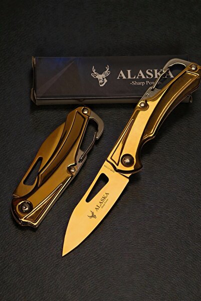 KeskinAdam41 Alaska 1110A Mini Gold Çakı Altın Renk Paslanmaz Çelik Anahtarlı...