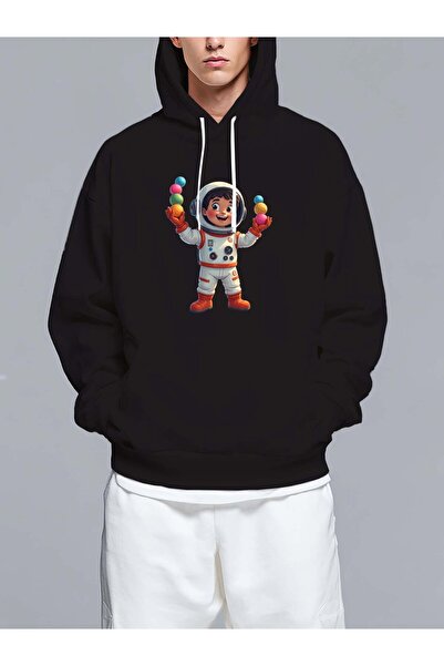 MIXSNOW Astronaut juggling colorful balls - Men's Printed Hooded Oversize Swe...