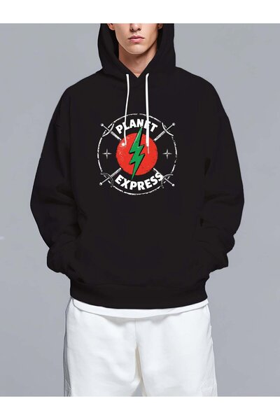 MIXSNOW Planet Express logo with green bolt - Men's Printed Hooded Oversize S...