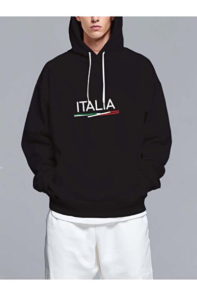 MIXSNOW كلمة إيطاليا بألوان العلم - سويت شيرت رجالي مطبوع بغطاء رأس رأس، مقاس...
