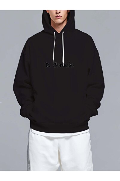 MIXSNOW Name D. Jerade displayed on black - Men's Printed Hooded Oversize Swe...