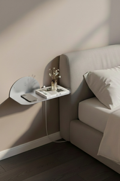 Grandmix Metal Duvar Rafı Oval Tasarım Başucu Komodini 45 cm