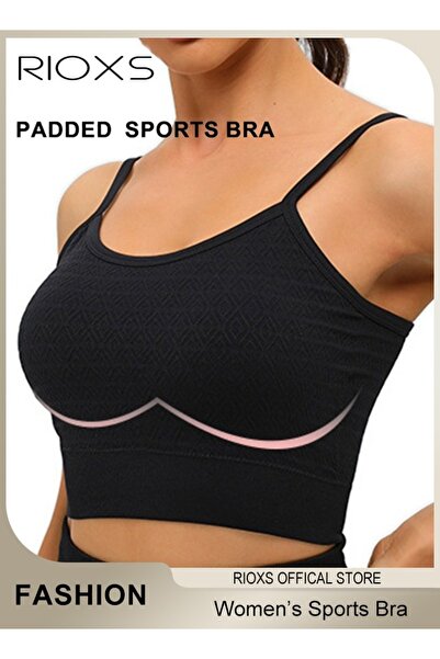 RIOXS حمالة صدر رياضية نسائية، سترة يوغا مزودة بوسادات صدر، حمالات صدر رياضية...