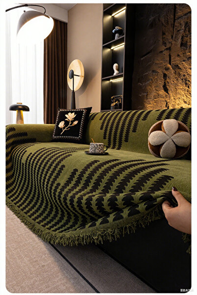 Generic 180*180cm-Geometric Jacquard Plush Warm Sofa Couch Cover, Soft Funny ...