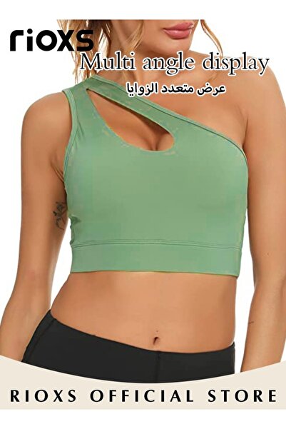 RIOXS Women's One Shoulder Sports Bra, Wireless Padded Yoga Bras for Ladies, ...