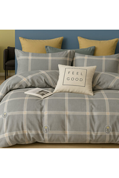 Generic 4-Piece Bed Linen Set - Classic Gray Squares
