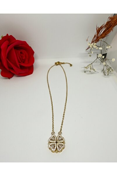 BANEDETTA Mıknatıslı Açılır Kapanır 4 Yapraklı Yonca Ve Kalp Figürlü Zirkon T...