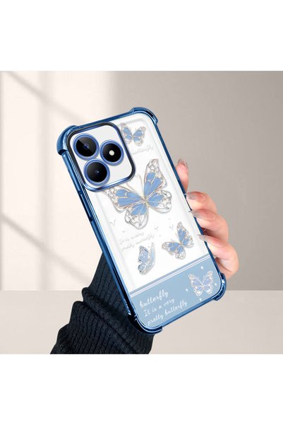 SLIMFELT Realme Note 50 Compatible Kelebek Printed Transparent Silicone Shock...