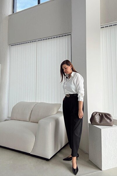 ELVAN TOLON Pantaloni din material negru