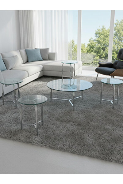 Bec4 Glass table set – five pieces – unique geometric design