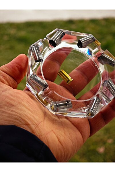 TAKIDA GÜMÜŞ Kültablası 9 mm mermili küllük sıradışı tasarımlar boş kovanlı k...