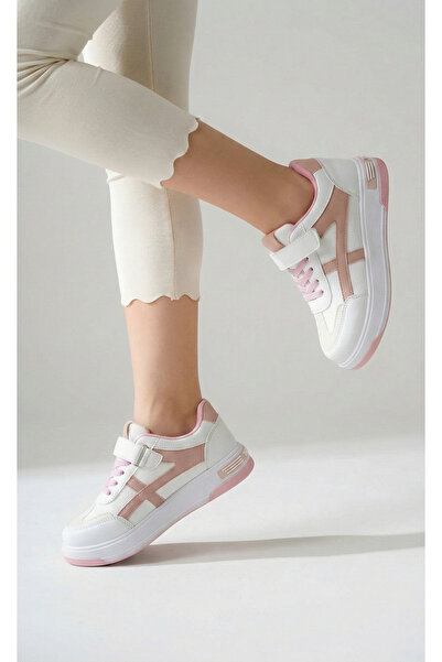 Moda Lime Kız Çocuk Spor Ayakkabı Cırtlı Esnek Taban Süet Detaylı Sneakers