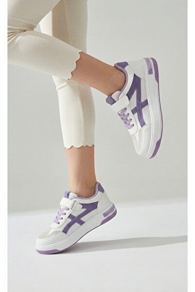 Moda Lime Kız Çocuk Spor Ayakkabı Cırtlı Esnek Taban Süet Detaylı Sneakers